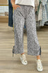 High Waist Abstract Animal Print Side Tie Cropped Pants